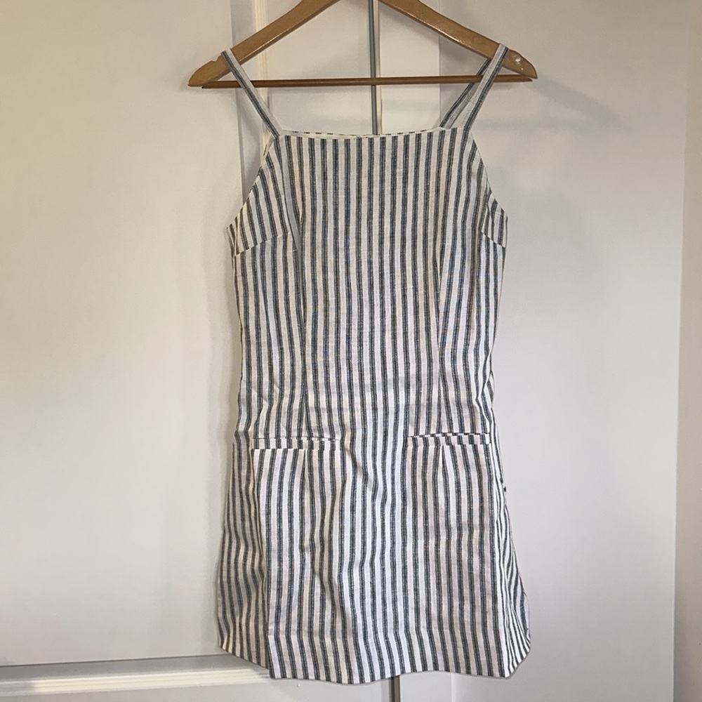 NEW Reformation Phillipa Linen Mini Dress in Antibes Stripe Blue White | sz 4 - Picture 10 of 12